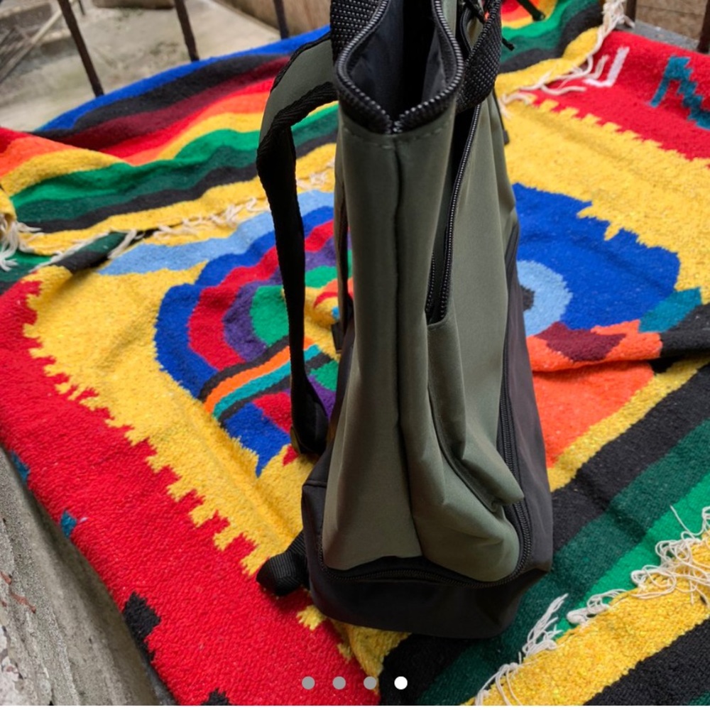 Forest green backpack with shoe compartment